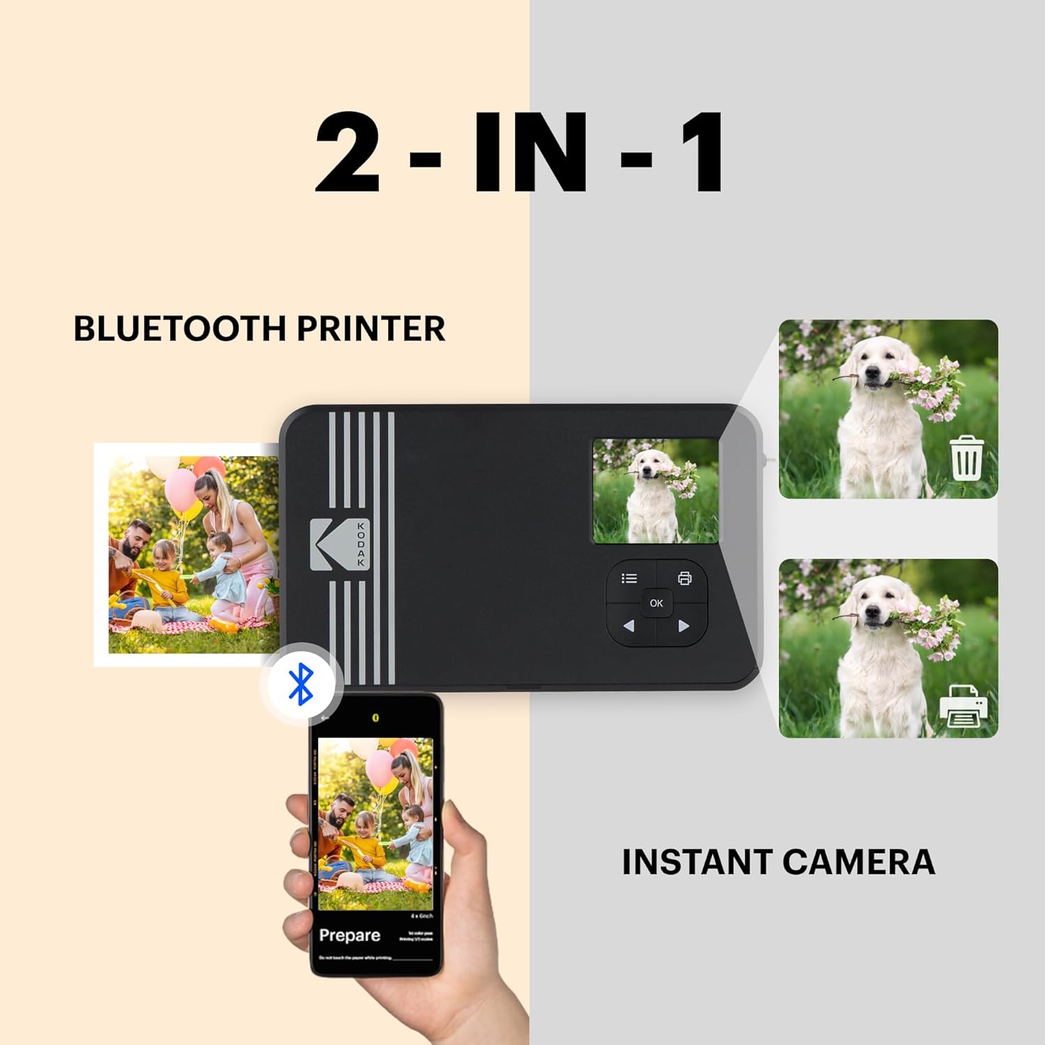 Mini Shot 3 Retro 4PASS 2-in-1 Instant Digital Camera and Photo Printer (3x3 inches) + 60 Sheets Cartridge Bundle, White - Image 2