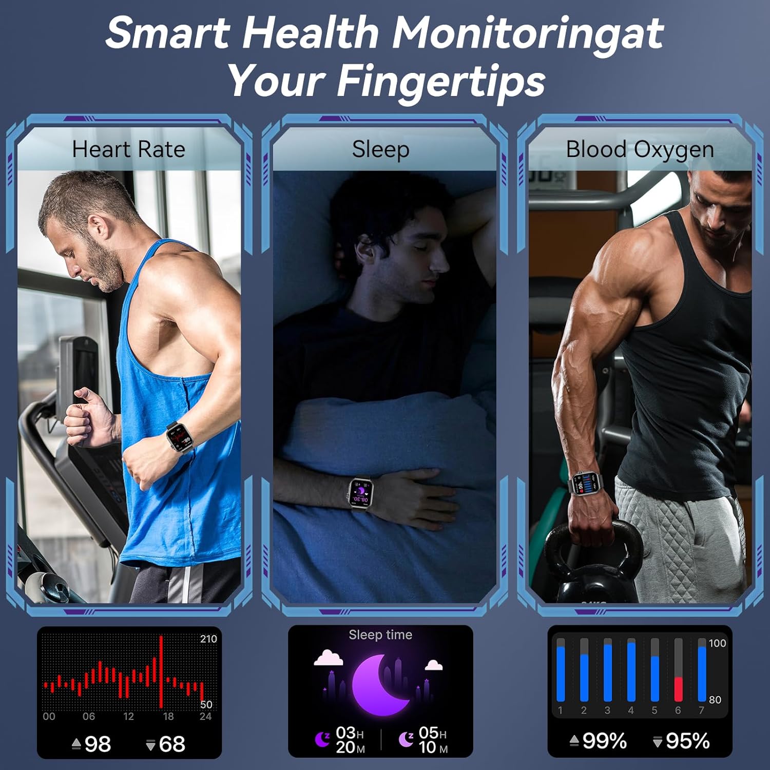 Smart Watch, 1.85" HD Smartwatches for Men Women, 1000 mAh Battery High Capacity, 110+ Sport Modes with Fitness Tracker Watch, IP68 Waterproof, Heart Rate/Sleep Monitor, Fitness Watch for Android/iOS - Image 4